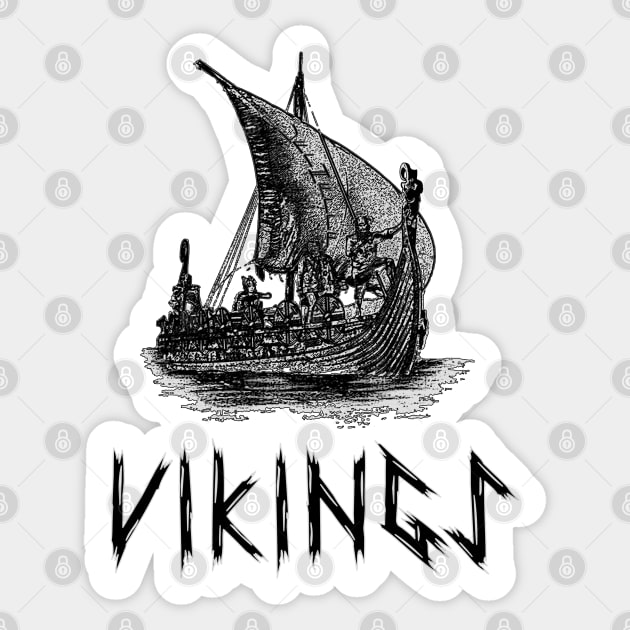 Vikings Valhalla Boat-Viking t-shirt Sticker by KrasiStaleva